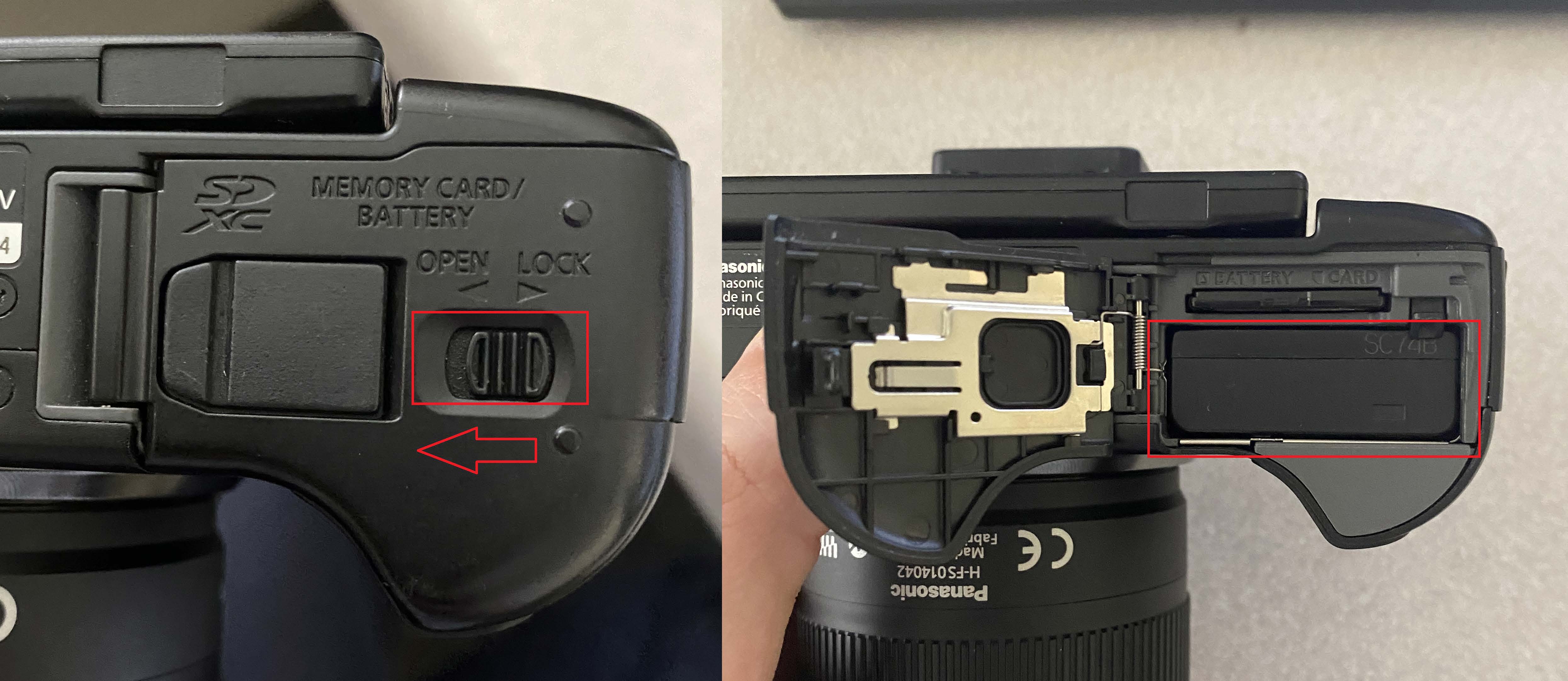 Camera battery compartment opening