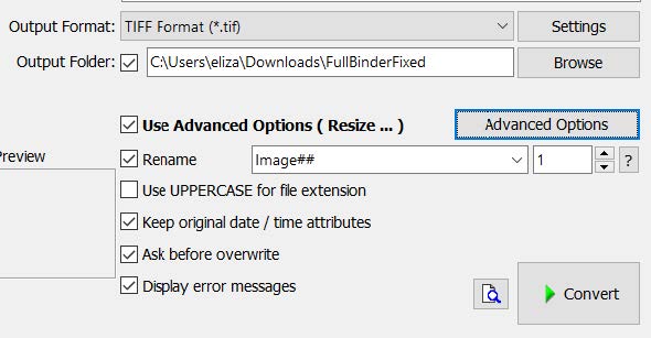 Batch convert screen